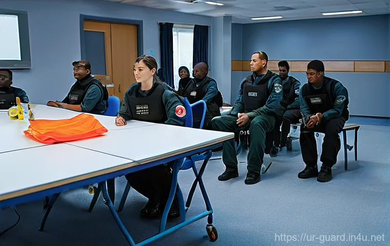 경비지도사 직무 교육 후기 - **Prompt:** A dynamic and inclusive training session for security professionals. A diverse group of ...