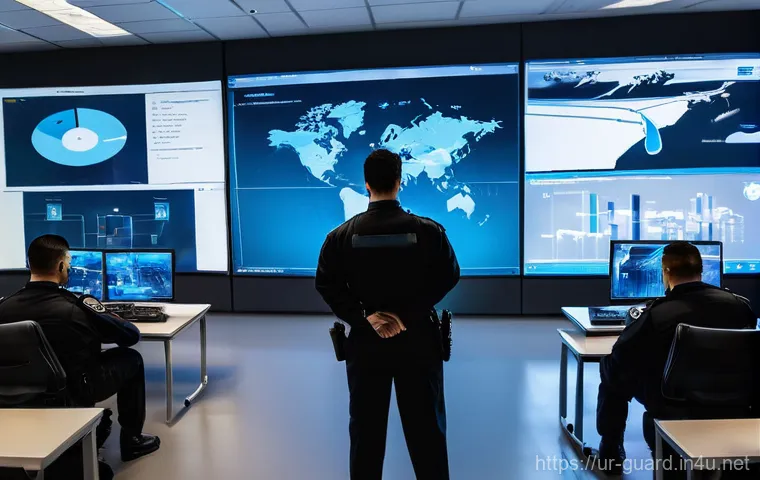 경비지도사 직업군의 장래성 - **Prompt:** A diverse group of professional security personnel, including men and women of various a...