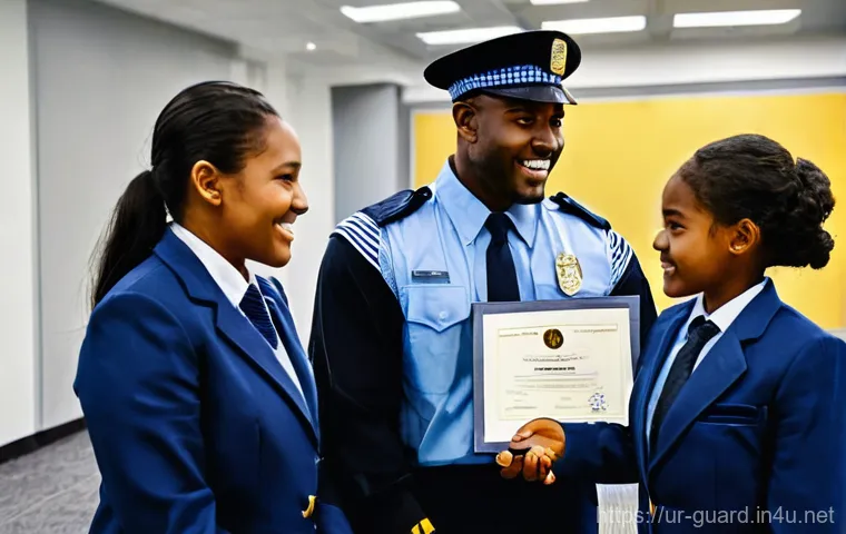 경비지도사 직업군의 장래성 - **Prompt:** A highly skilled, vigilant team of security experts, featuring both male and female pers...