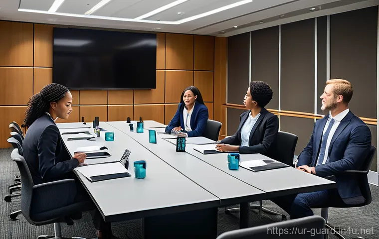 경비지도사로 성공한 사람들의 이야기 - **Prompt:** A focused scene depicting a practical security training exercise in a simulated control ...
